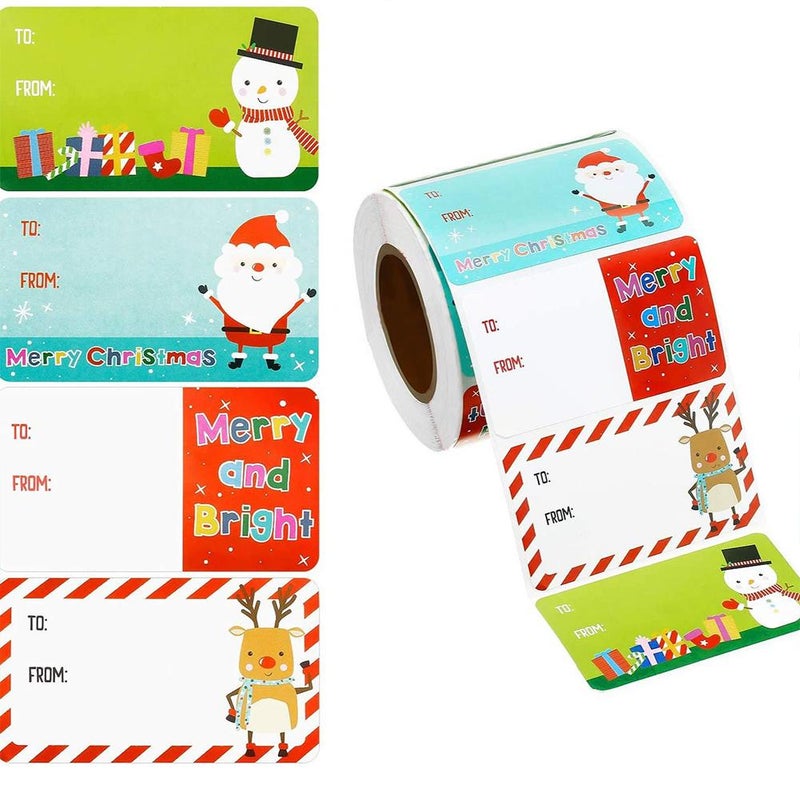 500PCS ChristmasGift Tags,Cute Self Adhesive Santa Claus Stickers,Xmas Labels Gift Tags,Christmas Presents Stickers Name Labels Sticker,for Wrapping Paper Xmas Birthday Holiday Presents Decor - Image 2